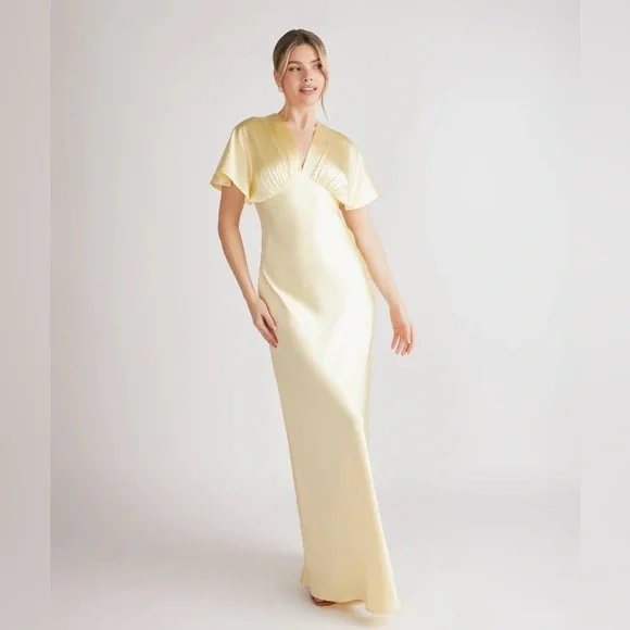 butter lemon bridesmaid dresses Bow Tie Chiffon Bridesmaid Dress main image 0